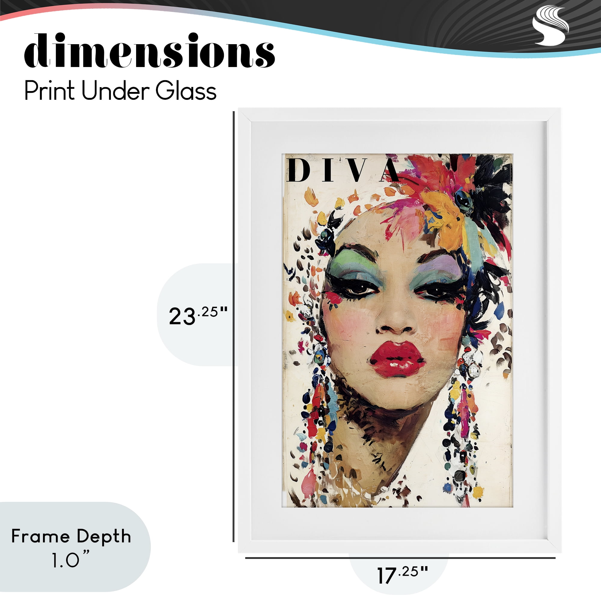 Stupell Industries Diva Fashion Portrait White Framed Print Under Glass, design by Annabelle Hall