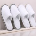 thumbnail image 1 of Pantuflas, pantuflas desechables para invitados a granel de 6 pares, pantuflas blancas premium antideslizantes con punta cerrada a granel con bolsas de viaje, 1 of 4