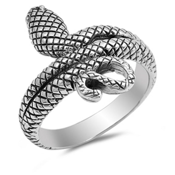Oxidized Snake Coil Oxidized Animal Ring 925 Sterling Silver Band Jewelry Female Male Unisex Size 8