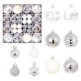 thumbnail image 2 of 44 Pack Christmas Ball Ornaments,Silver White Shatterproof Plastic Xmas Tree Hanging Decorations for Wreath Window Mantel Holiday Decor,B, 2 of 6