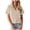 Beige, variant on Womens Short Sleeve Button Down Shirts Casual V Neck Collared Blouses Work Tops (White, XL)