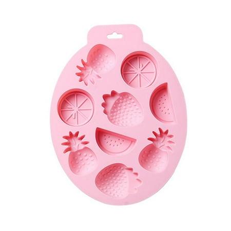 

Handmade Baking Pan Strawberry Mango Holiday Decoration 9 Cavities Chocolate Cake Mold Fruit Theme Silicone Mold PINK