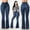 Navy, variant on Babysbule Womens Ripped Jeans Women Autumn Elastic Plus Loose Denim Pocket Button Casual Boot Cut Pant Jeans