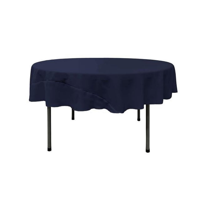 LA Linen TCpop72R-NavyP72 Nappe en Popeline de Polyester, Marine - 72 Po. Ronde