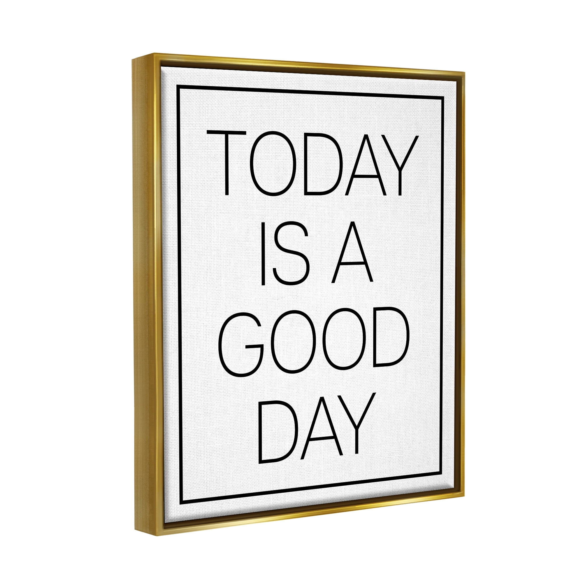 Stupell Industries Minimal Good Day Phrase Inspirational Painting Gold Floater Framed Art Print Wall Art, 17 x 21