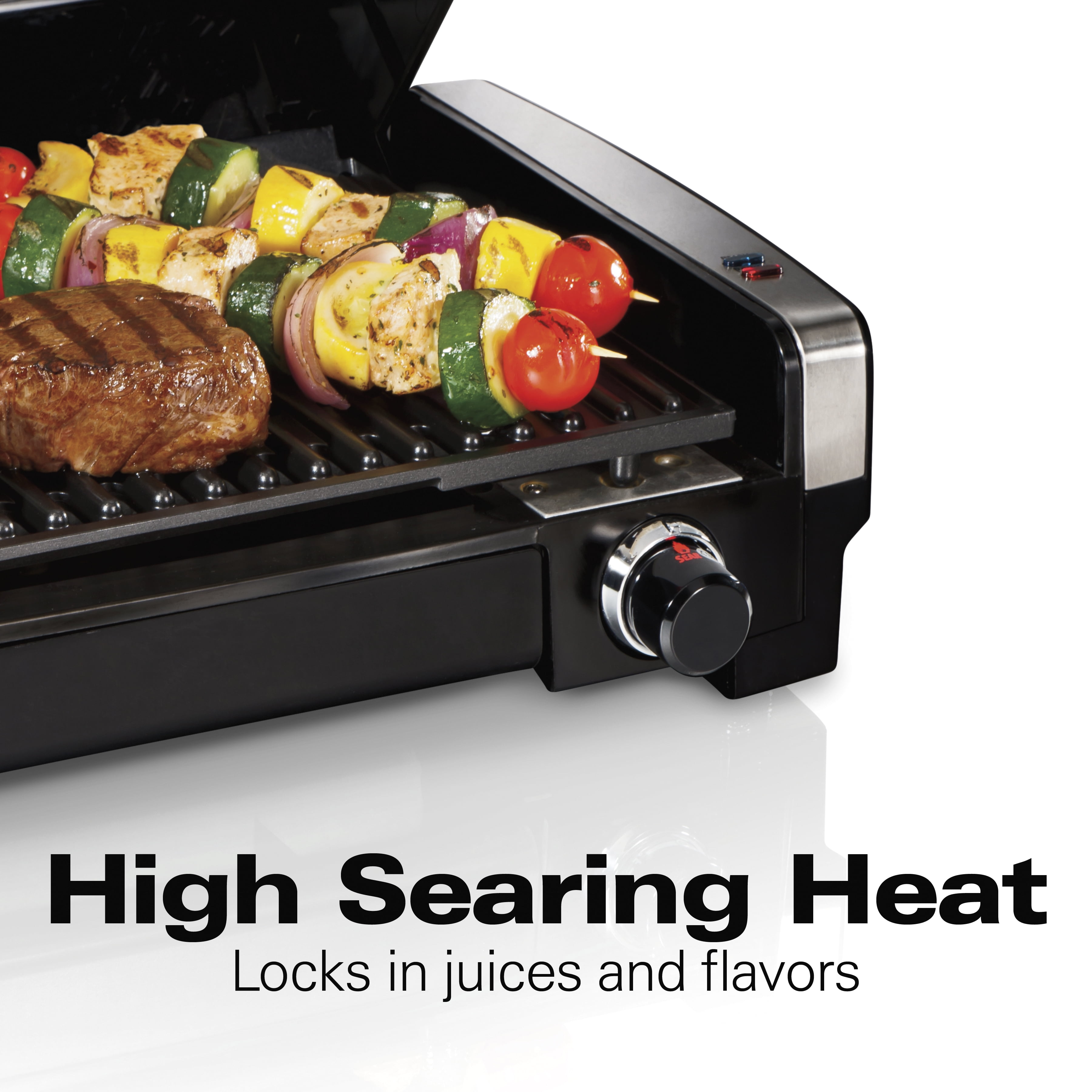  Hamilton Beach Steak Lover's Electric Indoor Searing Grill,  Nonstick 100 Square, Stainless Steel (25331), Black and Stainless, Medium:  Electric Contact Grills: Home & Kitchen