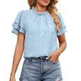 thumbnail image 1 of B91xZ T-Shirt à Col Rond et Manches Courtes pour Femme, Bleu L, 1 of 4