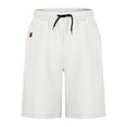 thumbnail image 4 of Wioihee Men's Casual 100% Cotton Shorts Solid Color Comfortable and Breathable Elastic Waist Drawstring Summer Fashion Men's Pocket Beach Shorts. White 8(XL), 4 of 6