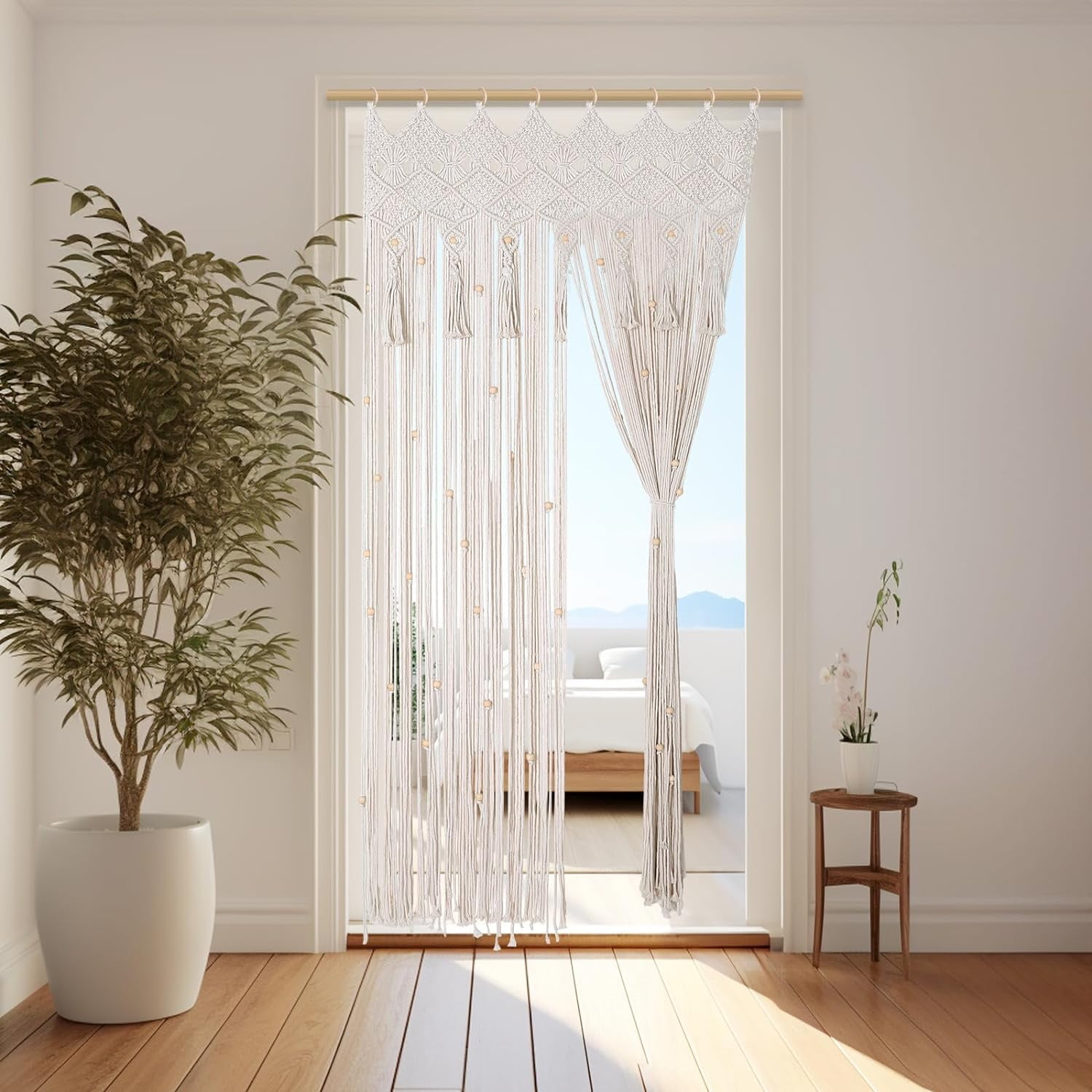 Living Room Macrame Beaded Door Curtain Macrame Beaded Curtain