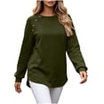 thumbnail image 4 of Warop Fall Long Sleeve Shirts for Women Solid Color Crew Neck Tops Sleeves with Deco Buttons Casual Loose Sweatshirt, 4 of 7