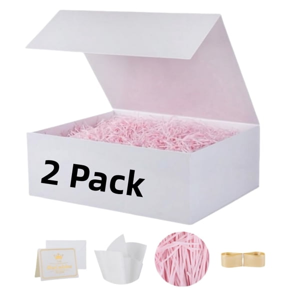 Caja de regalo Ouering, 34 x 30 x 12 cm, cierre magnético, paquete de 2