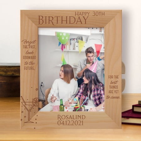Happy 30th Birthday Personalized Wooden Frame 8 x 10 Brown (Vertical)