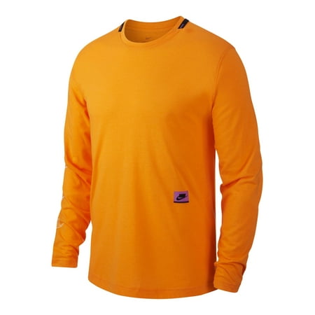 Nike Men's Dri-FIT Long-Sleeve Training Top Orange Size Medium