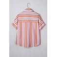 thumbnail image 6 of Women's Pink Stripe Short Sleeve Button-Up Shirt – Casual Summer Style for Daily Wear, XL, 6 of 12