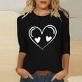 thumbnail image 1 of Ailaofu T-Shirts de la Saint-Valentin à Manches 3/4 Col Rond pour Femmes avec Imprimé Cœur Graphique, 1 of 5