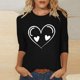 thumbnail image 1 of Xuyuer Women's Valentine 3/4 Sleeve Round Neck Shirt Funny Love Heart Graphic Tee Casual Couple Top Blouse, 1 of 5