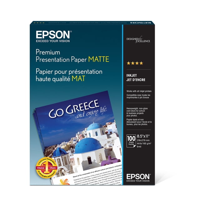 Papel para presentaciones Epson Premium Matte 216 x 279 mm, 100 hojas