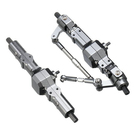 Truck Rear Axle - Titanium Color All Metal Front + Rear Bridge Axle For WPL HengLong 1/16 RC Military Car Truck Upgrade Accessories