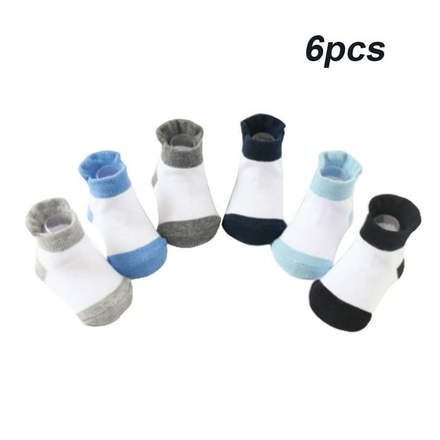 6 Pcs Bas Chaussettes pour Enfants avec Belle Élasticité Port Confortable Style Simple Bonne Fabrication Bas Gardent le Rampement Couleurs Assorties Garçon 8-10