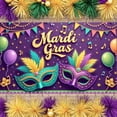 thumbnail image 7 of Colorful Balloons Mardi Gras Banner Feather Decor Carnival Display Mask Elements Purple Green Gold Festive Backdrop for Mardi Gras Party Carnival Celebration Masquerade Ball, 7 of 7