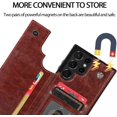 thumbnail image 4 of Case for Samsung Galaxy S22 Ultra (Not S22) with Card Holder, Minimalist Luxury PU Leather Magnetic Closure Kickstand Slim Hard Protective Case Cover for Samsung Galaxy S22 Ultra Brown-, 4 of 18