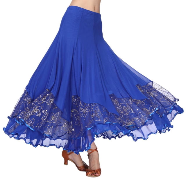 Disfraz de danza del vientre Baoblaze Mujer Plisada Swing Azul Real Vestido de la Falda de la Danza de Salón