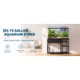 thumbnail image 5 of PYY Fish Tank Stand for 55–75 Gallon Aquariums with Power Outlet - 3-Tier Storage Shelves - Fits Turtle & Reptile Terrariums - 49.2 x 17.7 in Top - Country Brown, 5 of 8
