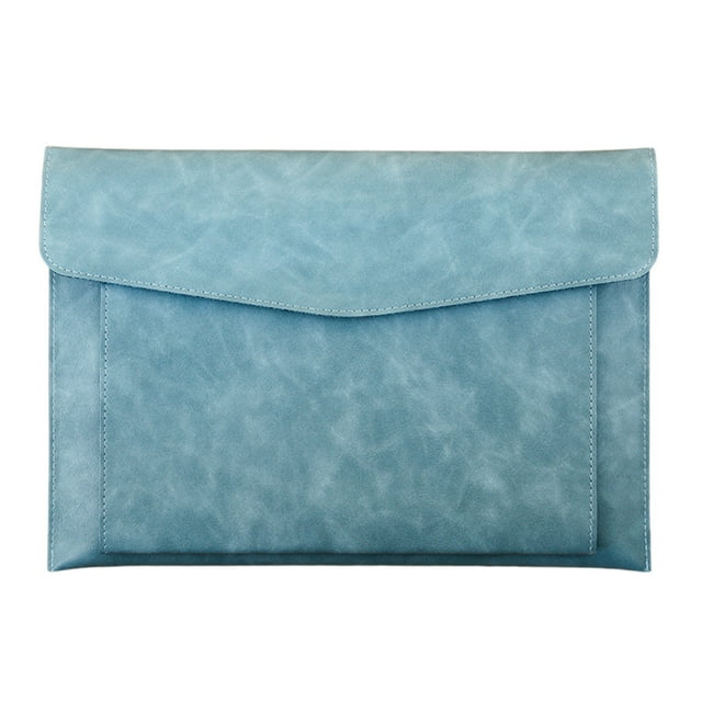 Btomtd Magnetic Lock Leather File Bag A4 Paper File Bag Folder Bag Data Business Easy Briefcase Bag, Blue