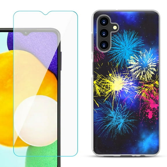 Slim-Fit TPU Fashion Phone Case for Samsung Galaxy A13 5G, with Tempered Glass Screen Protector, by OneToughShield ® - Fireworks