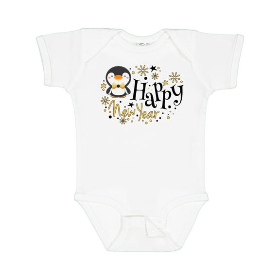 Inktastic Happy New Year with Cute Penguin Boys or Girls Baby Bodysuit