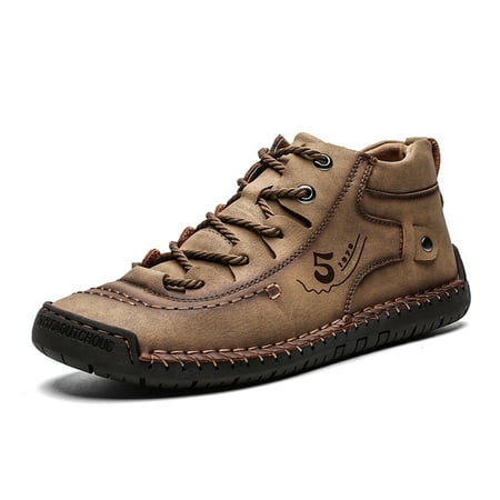 

Men‘s Fashion Stitching Lace-up Ankle Boots Casual Shoes Walking Sneakers
