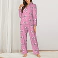 thumbnail image 2 of Pofeuu Beautiful pink bow Print Womens Pajamas Set Long Sleeve Sleepwear Button Down Nightwear Soft Pj Lounge Sets Button Down Pajamas Women-X-Large, 2 of 7