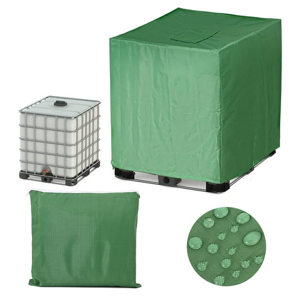 VTMGA Green 275 Gallon IBC Tote Cover Sunshade Water Proof Protective Hood 1000 L Garden Rain Water Tank