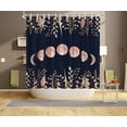 thumbnail image 4 of Moon Shower Curtain Witchy Space Moon Phase Curtains Magic Cottagecore Bathroom Decor Black and Blush Zodiac Fabric Curtains with Hooks 72"X72"Inches, 4 of 6