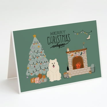 Caroline's Treasures Samoyed Christmas Greeting Cards with Envelopes, 5" x 7" (8 Count)