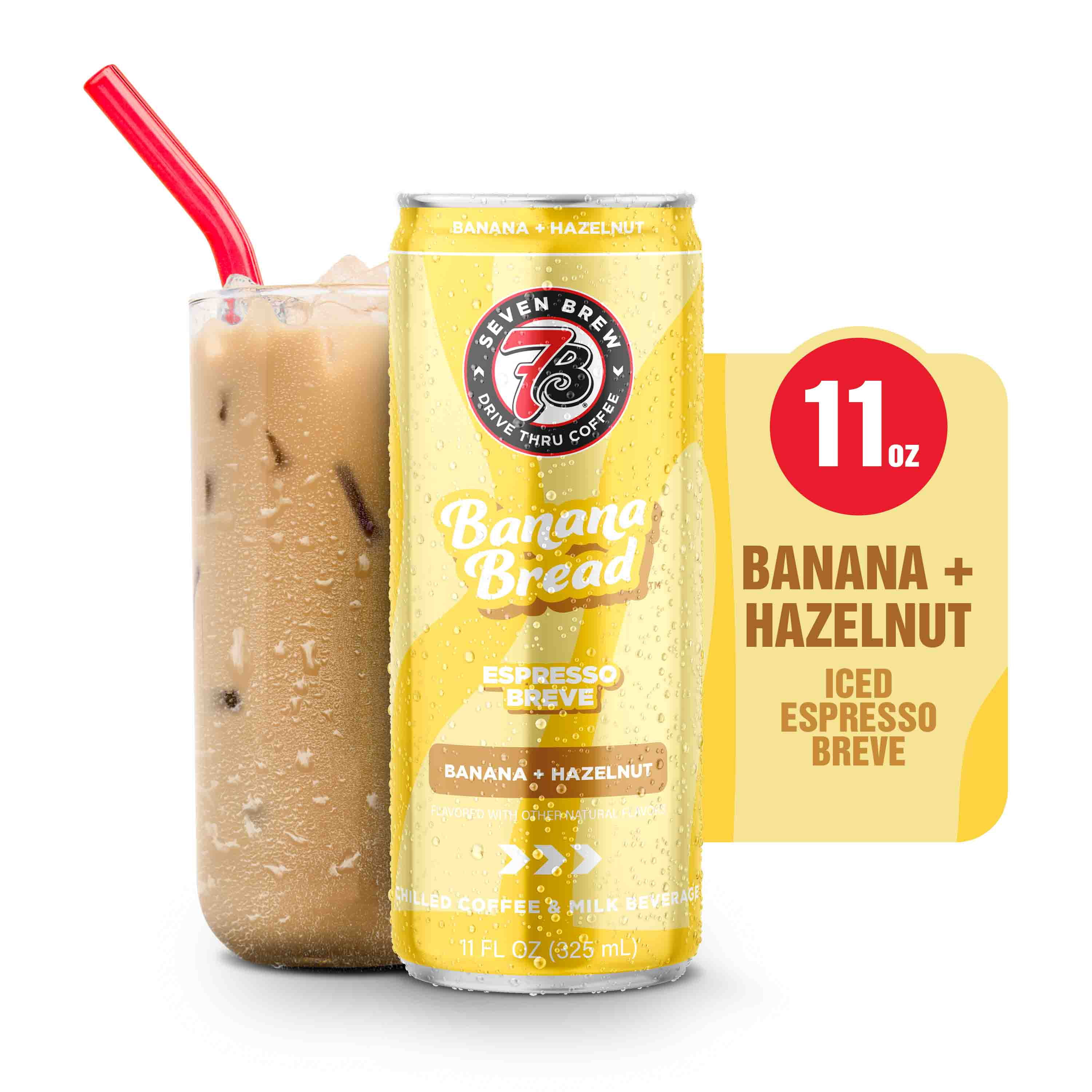 (12 pack) 7 Brew Banana Bread Chilled Espresso Breve Ready to Drink Coffee, 11 fl oz Can