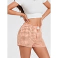 thumbnail image 5 of Argulvti Women's Summer Plaid Pajama Shorts Elastane Elastic Band Wide Leg Loose Fit Lounge Shorts, 5 of 7