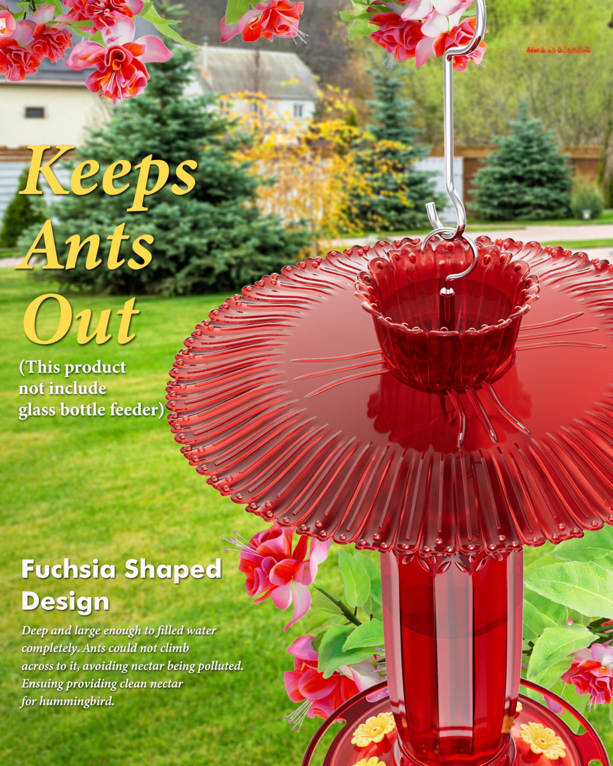 Hummingbird Feeders Sun Baffle Ant Proof Combo, Outdoor Hanging Rain Guard Red
