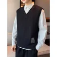thumbnail image 4 of Suéter de punto liso para hombre, chaleco de negocios, cuello en V, color sólido, ropa para hombre, sin mangas, estilo coreano, moda 2024 X Sheap A, 4 of 5