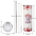 thumbnail image 2 of Cute Elephant Tumbler with lid and straw, 20 oz Watercolor Elephant Cup, Elephant and Floral Insulated Tumblers, Just A Girl Who Loves Elephants Gift for Women, 2 of 6
