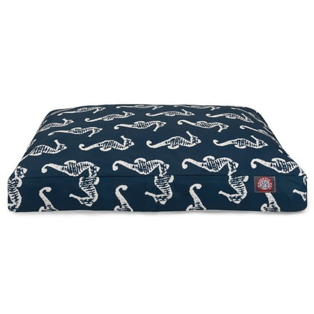 UPC: 0788995514527 | Majestic Pet | Sea Horse Shredded Memory Foam Rectangle Pet Bed For Dogs  Removable Cover  Navy  Medium