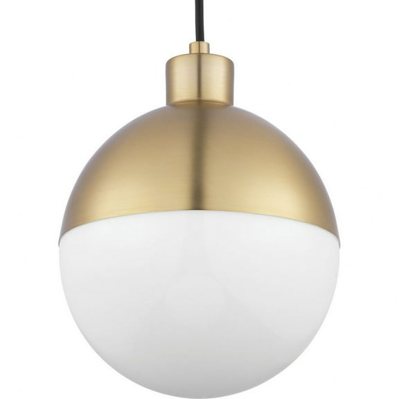 Progress Lighting Globe Collection 1-Light Pendant, Steel, Brushed Bronze, Opal Glass Shade