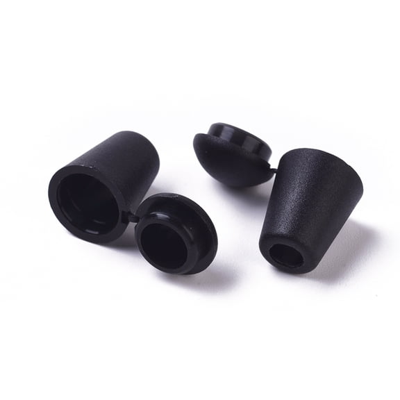 100pc Plastic Detachable Bell Stopper Cord Ends with Locking Lid Cap for Backpack Drawstrings Accessories Black 18x12mm Hole: 4.5mm