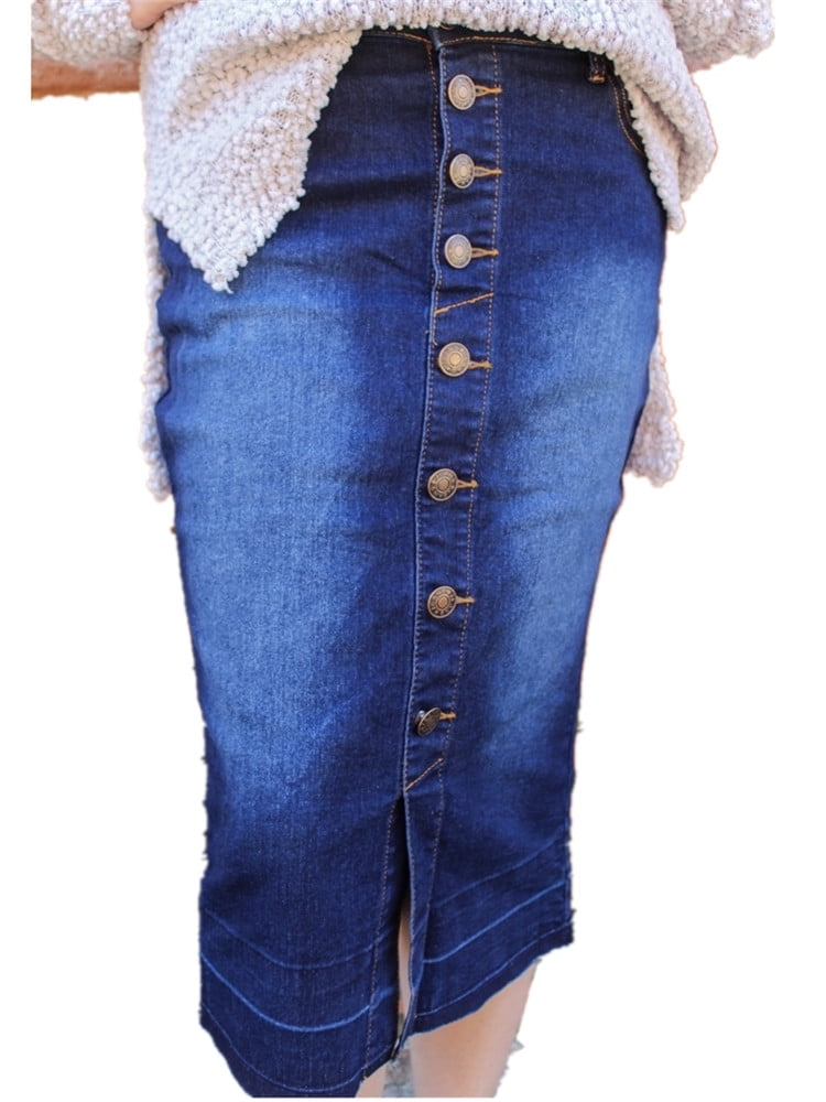 walmart long denim skirts