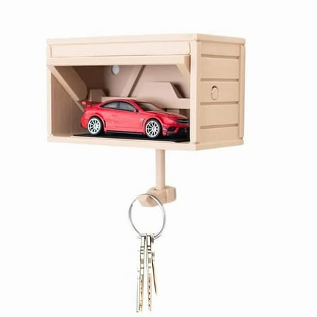 Car Garage Key Holder with Opening Door Fun 3D Printed Organizer Wall Mount Easy Installation Rack Khaki