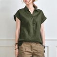 thumbnail image 2 of Tops de camisa sólida de manga corta con cuello vuelto a la moda para mujer Fridja  ghk7354, 2 of 9