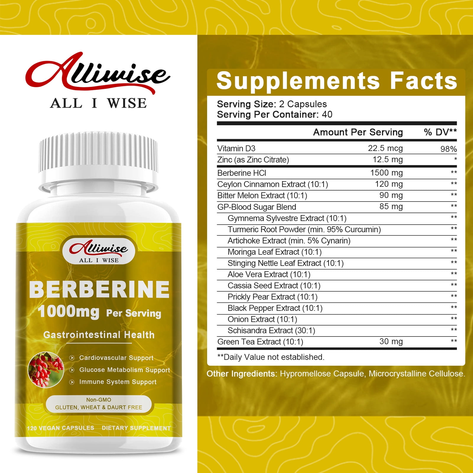 (2 Pack)Berberine Supplements, Plus Ceylon Cinnamon,Berberine HCI for Blood Sugar Support, Immune & Gut Health, 120 Pills