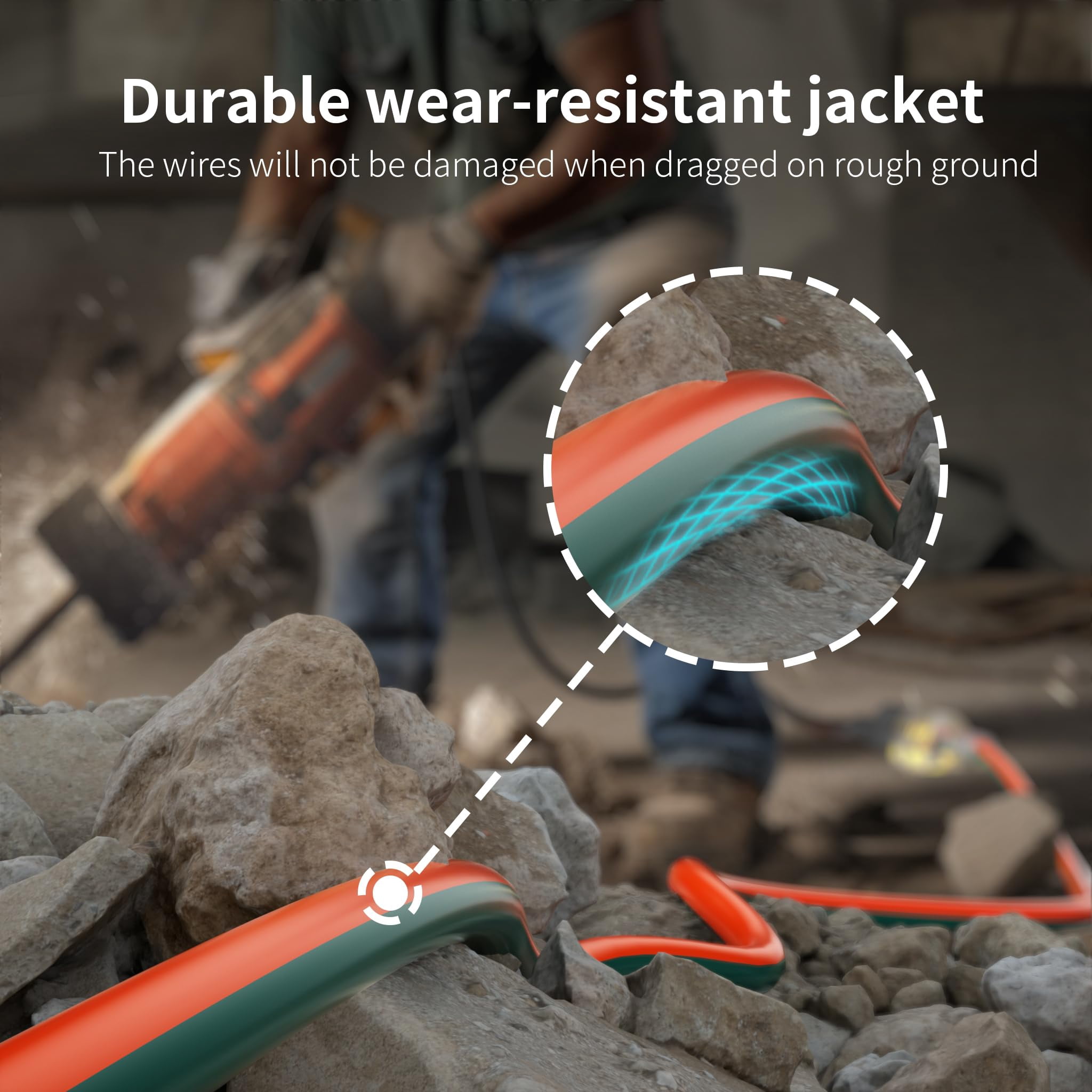 12 Gauge 25 Ft Outdoor Extension Cord With Lighted End  Heavy Duty Flexible Cold-resistant 3 Prong Electric Waterproof Outside 15amp 1875w 12awg Sjtw Orange Green Etl