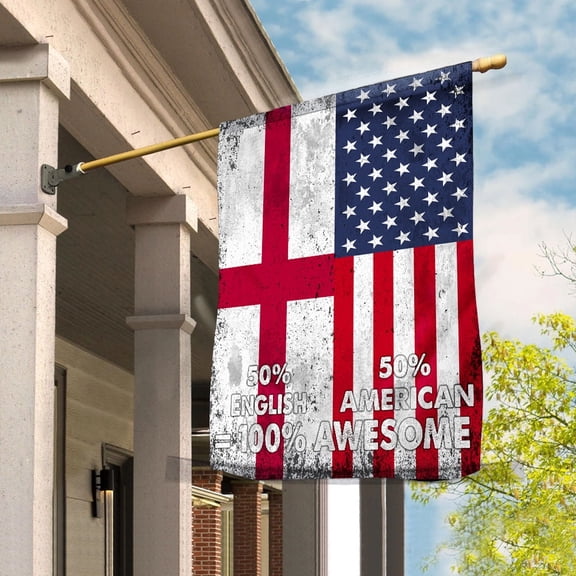Flag American Half English Flag English American Friendship England U.S.A Patriotic Proud Garden Flag, Double-Sided Decorative Outdoor Flag, Patriotic Polyester Yard Flag 12 x 18 in