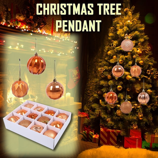 Fiudx 12 Adornos Navideños para Colgar En El Árbol, de Pvc Ecológico, Brillantes y Duraderos, Perfectos para Fiestas Navideñas, 6 Cm.